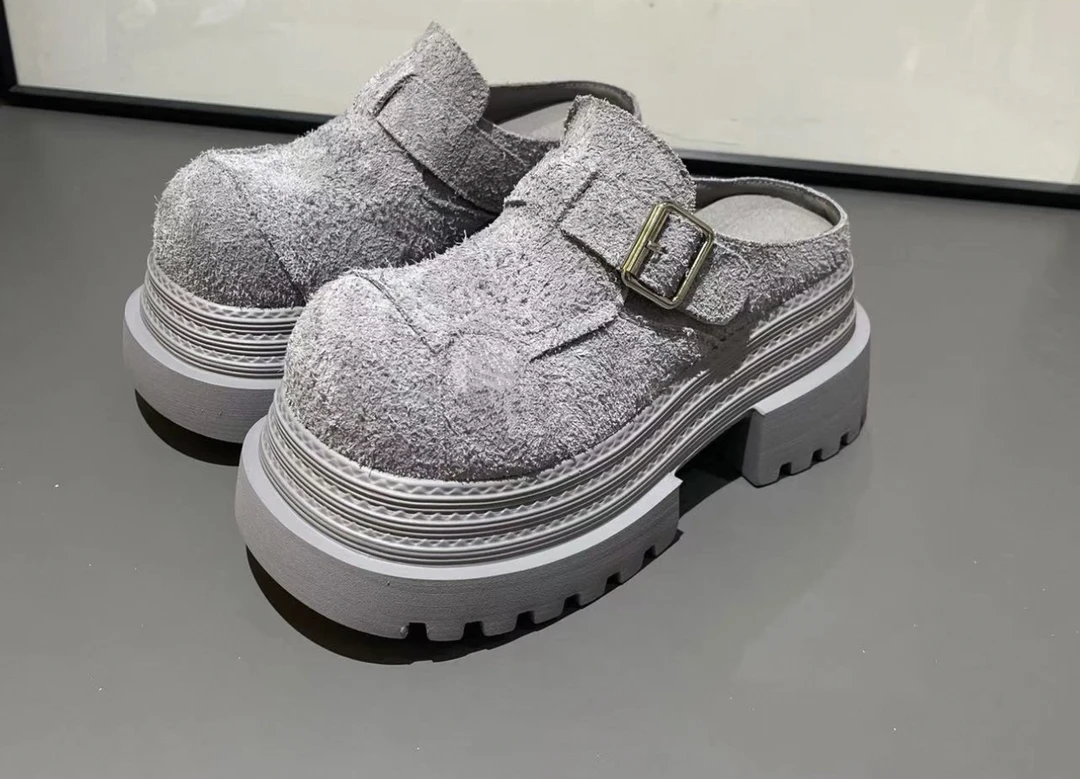 街头风包头拖高帮厚底坡跟休闲鞋百搭女鞋