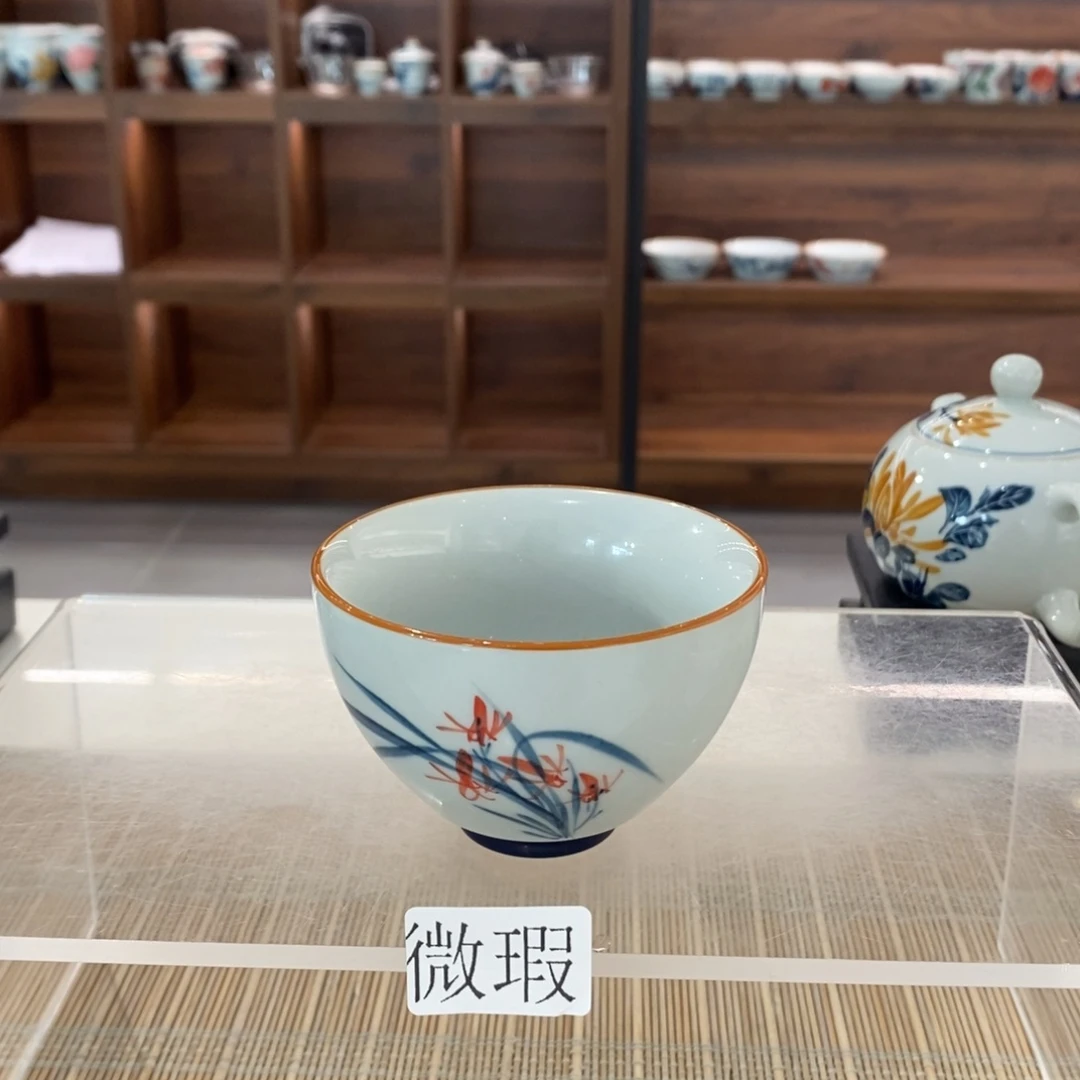釉下手绘茶具微瑕