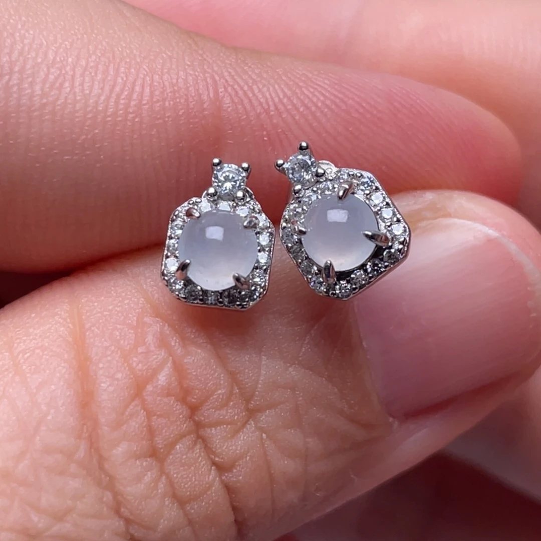 翡翠戒指银S925镶嵌纯天然缅甸翡翠