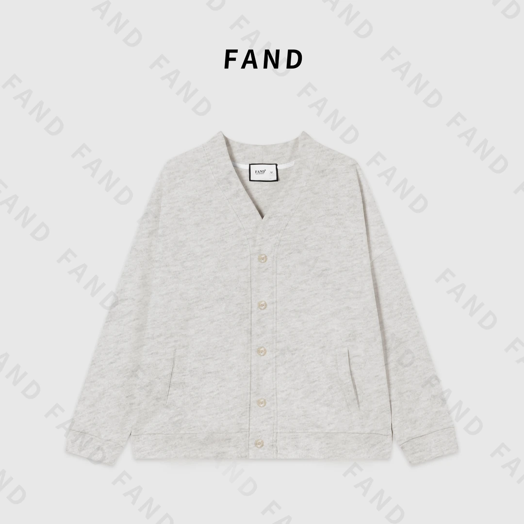 FAND品牌【NP】春款中长款情侣装浅灰色百搭休闲宽松开衫长袖外套