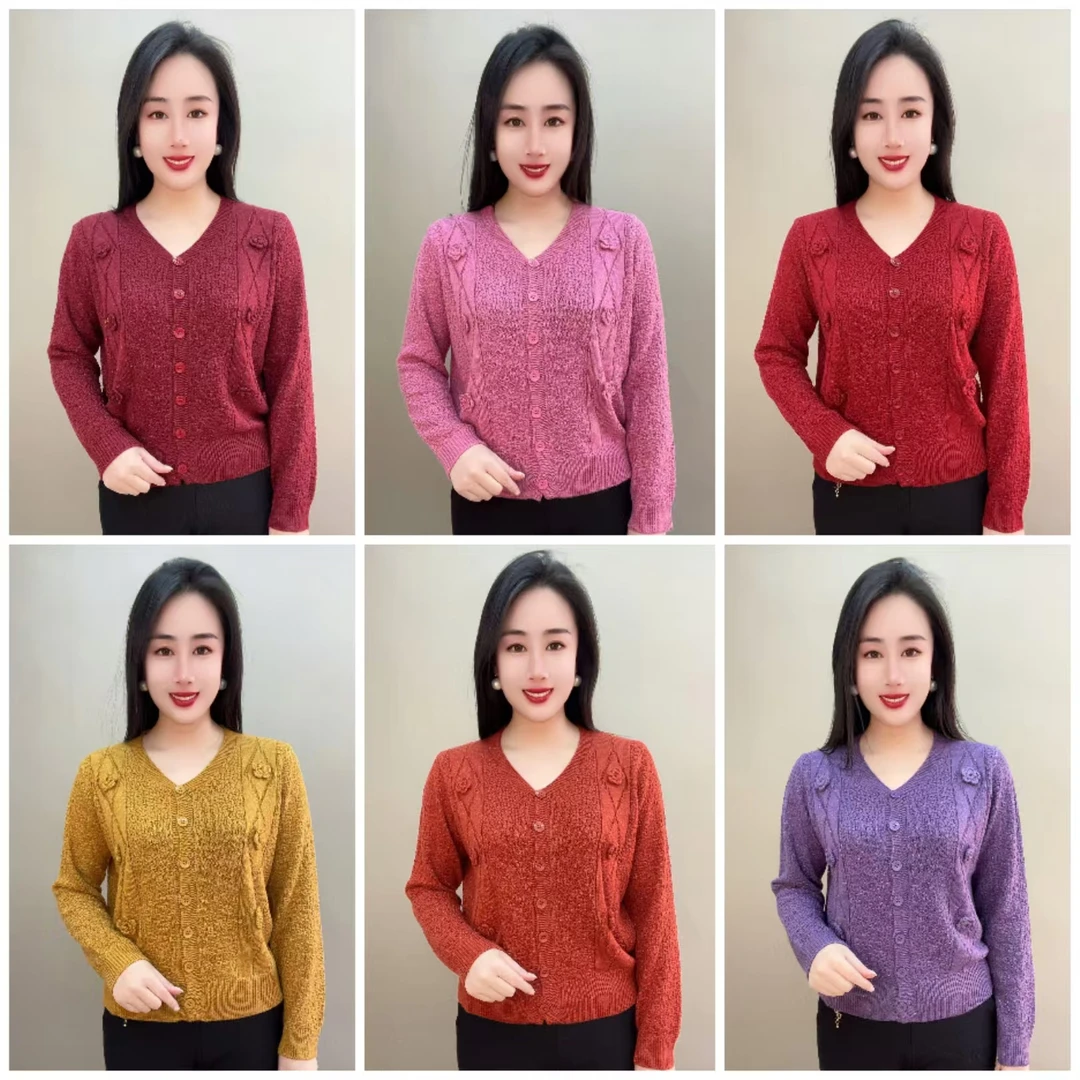 春季六朵花针织开衫