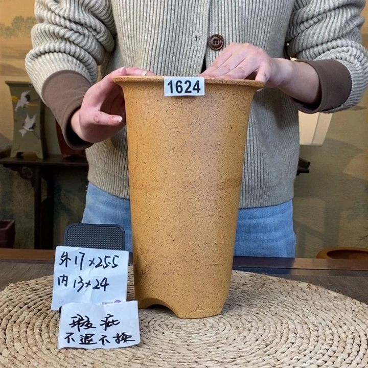 花盆紫砂  微瑕柴烧圆签筒1624