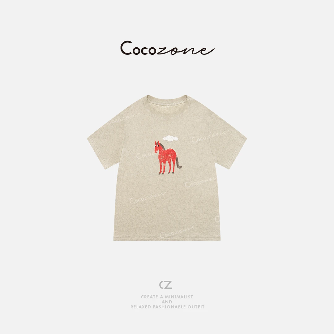 COCO ZONE刘一一 夏季圆领短袖简约显瘦图案女式T恤 CD1A0681