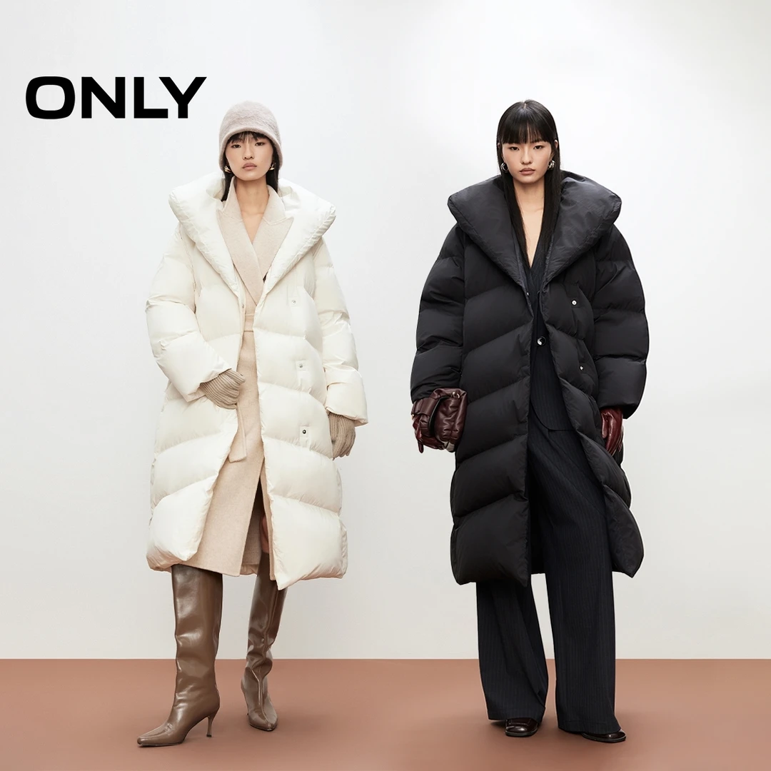【90白鸭绒】ONLY2025冬季新款长款宽松羽绒服女休闲保暖|125412003