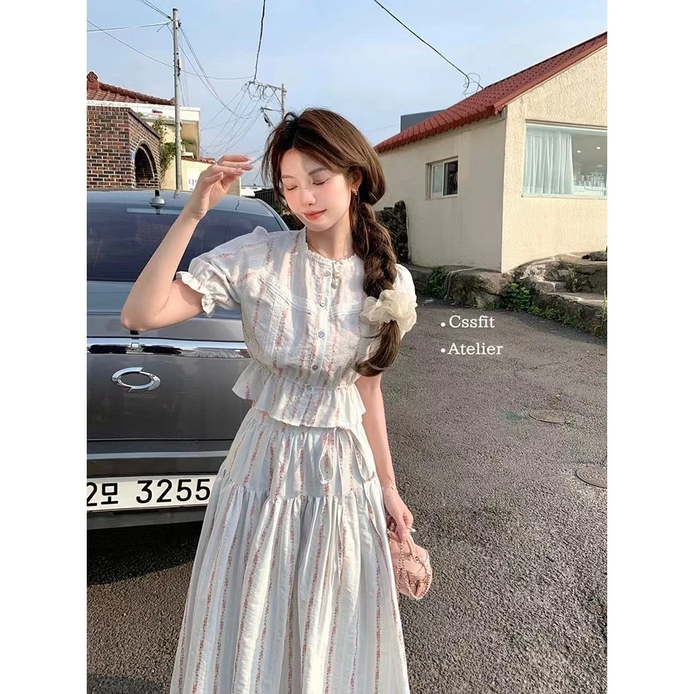 QF00457【罗马假日】蕾丝刺绣两件套