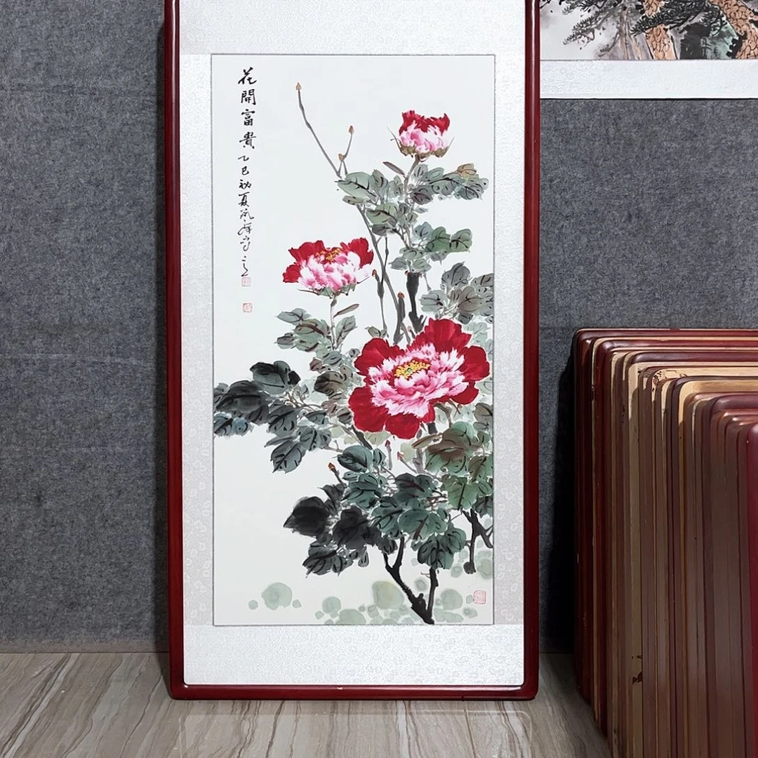 国画书画作品带框123×63厘米