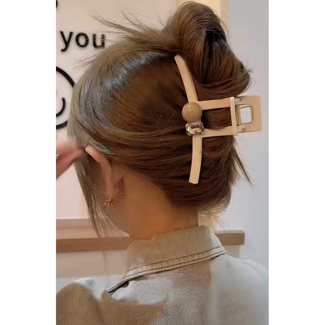 韩国东大门新款奶油白一字抓夹简约小众抓夹女头饰网红发夹鲨鱼夹