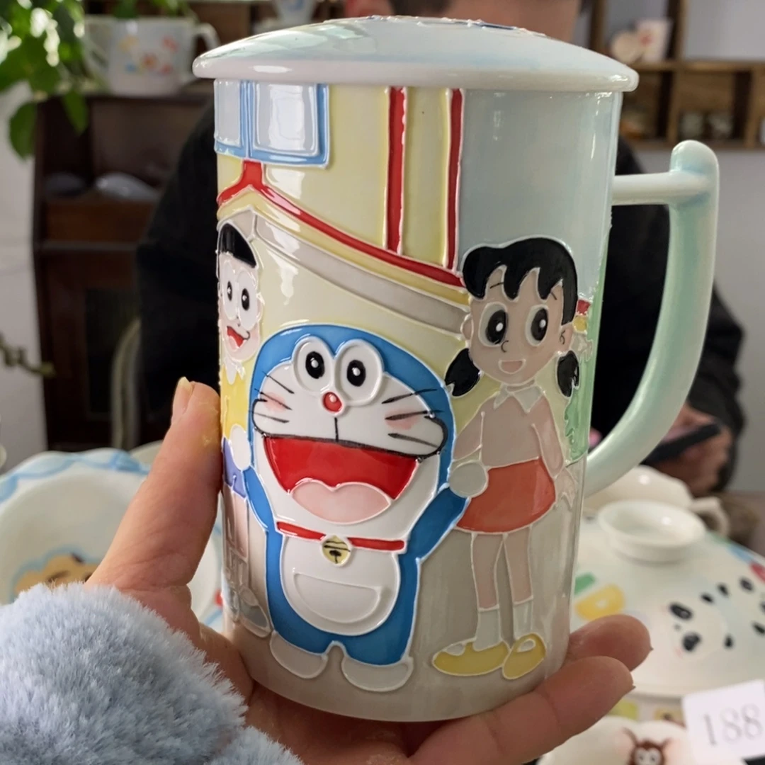 悄***悄瓷片景德镇釉下彩手绘绣球