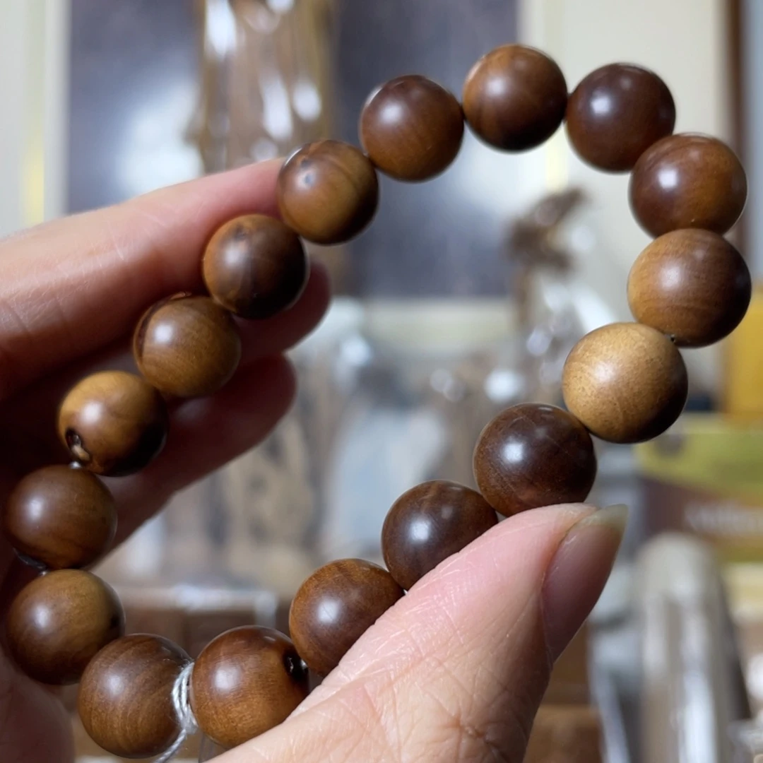 驛***影手串/手链檀香木老山檀香老料横纹沉水1.2×17颗瑕疵珠