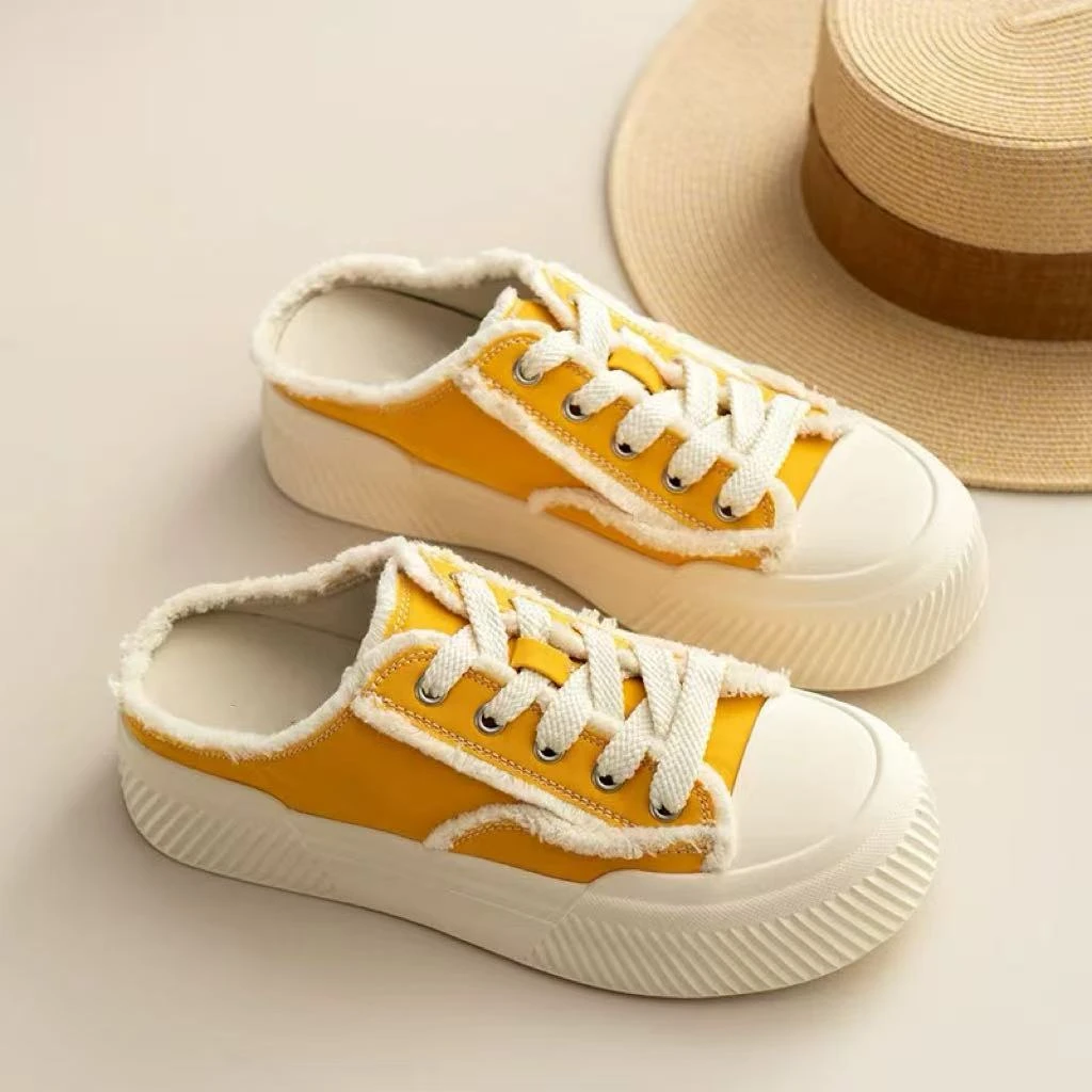 C6917 黄色  夏季时尚2025新款厚底包头休闲女拖鞋