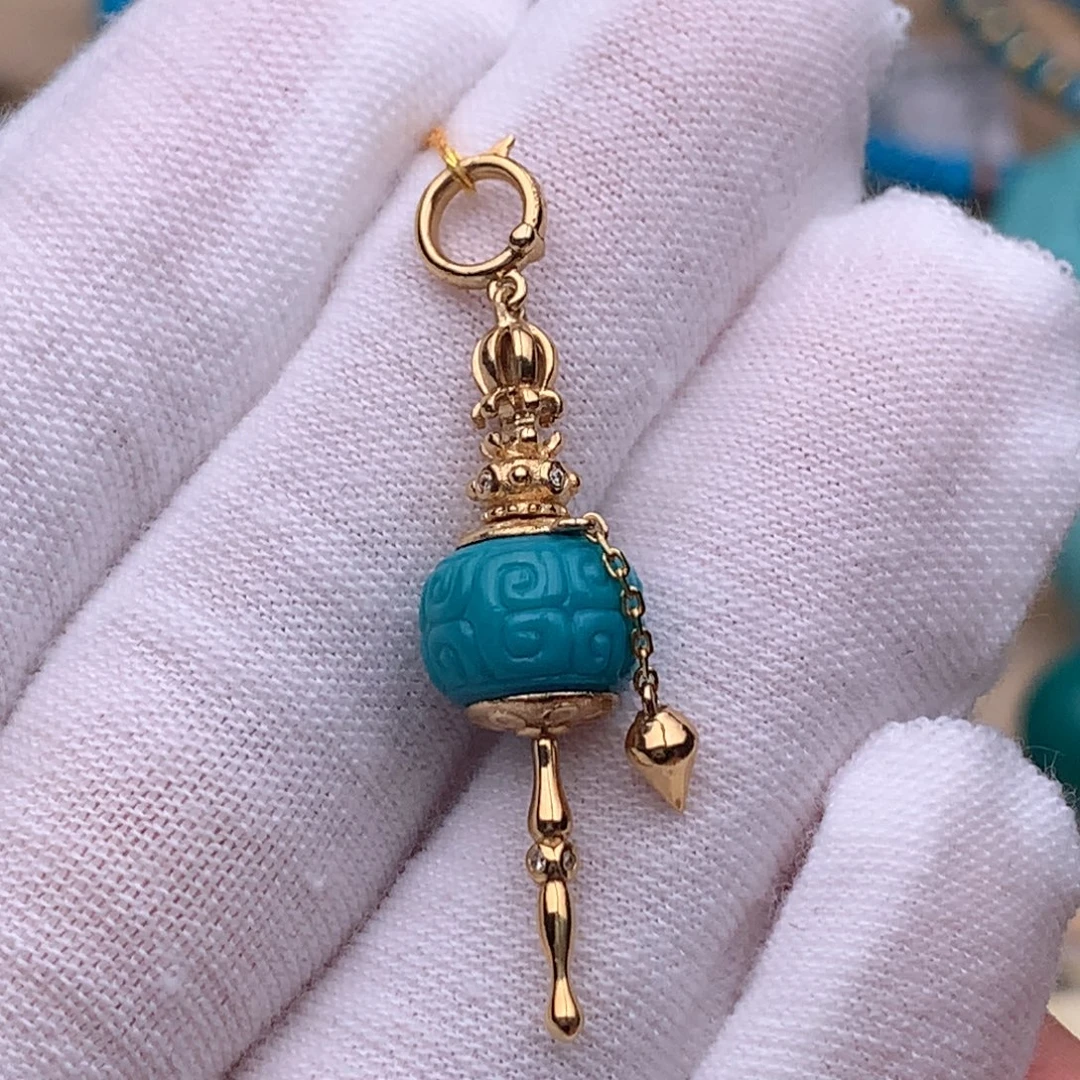 绿松石18K金镶嵌珠宝奇石