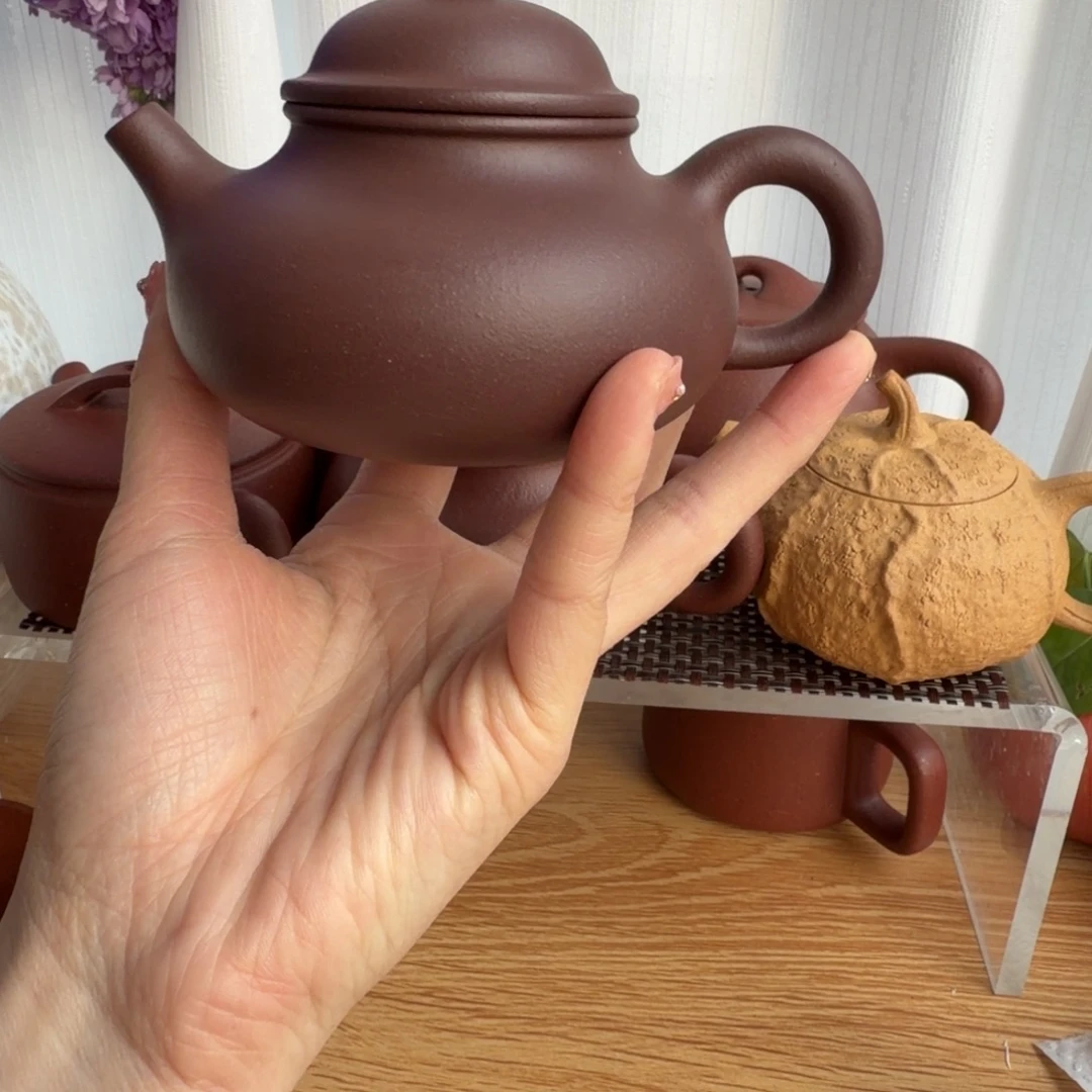 茶壶紫砂原矿湖父底槽青容天紫砂壶200CC左右没礼盒微瑕