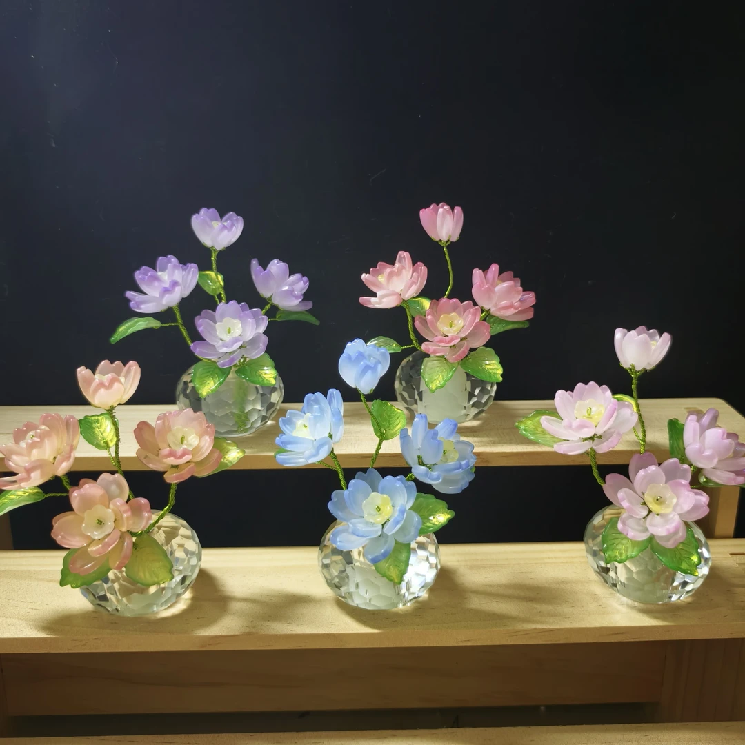 车载琉璃樱花摆件纯手工玄关陶瓷创意立体材料包
