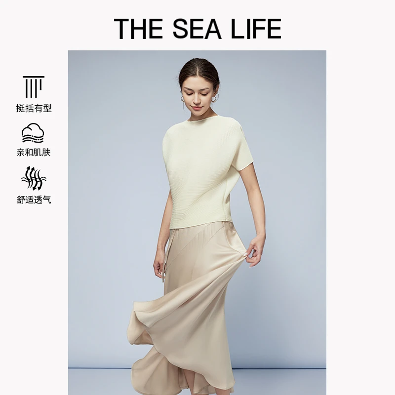 欧海一生 上衣女2025夏廓形气质慵懒风T恤衫透气thesealife190138