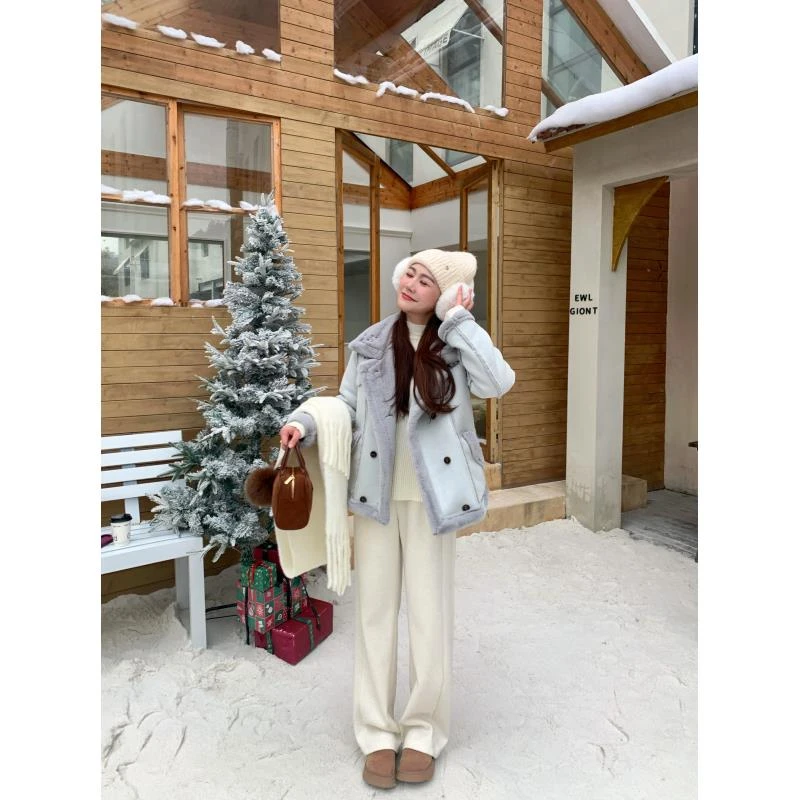 七七/【海森堡日落】皮毛一体冬季保暖气质百搭厚外套XNS6156