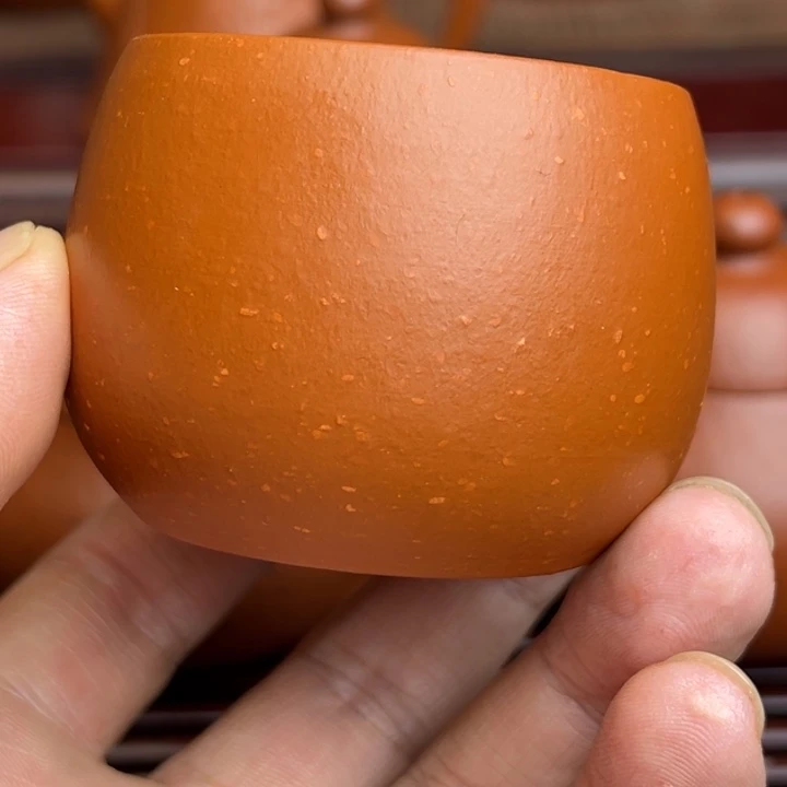 茶杯紫砂赵庄朱泥、全手工