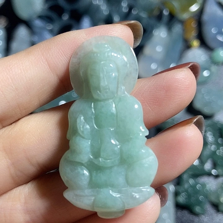 翡翠未镶嵌颈饰翡翠A货观音挂件