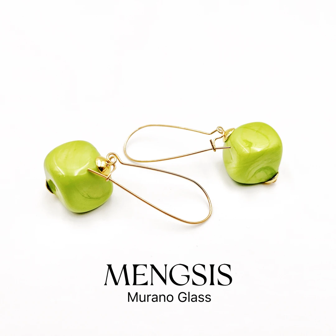 意大利  空心多面琉璃耳饰 Murano穆拉诺琉璃