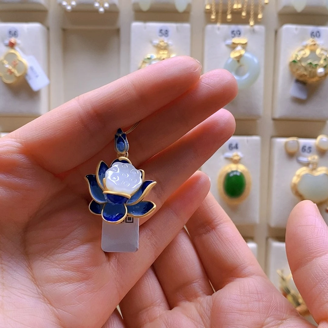 和田玉颈饰银S925镶嵌