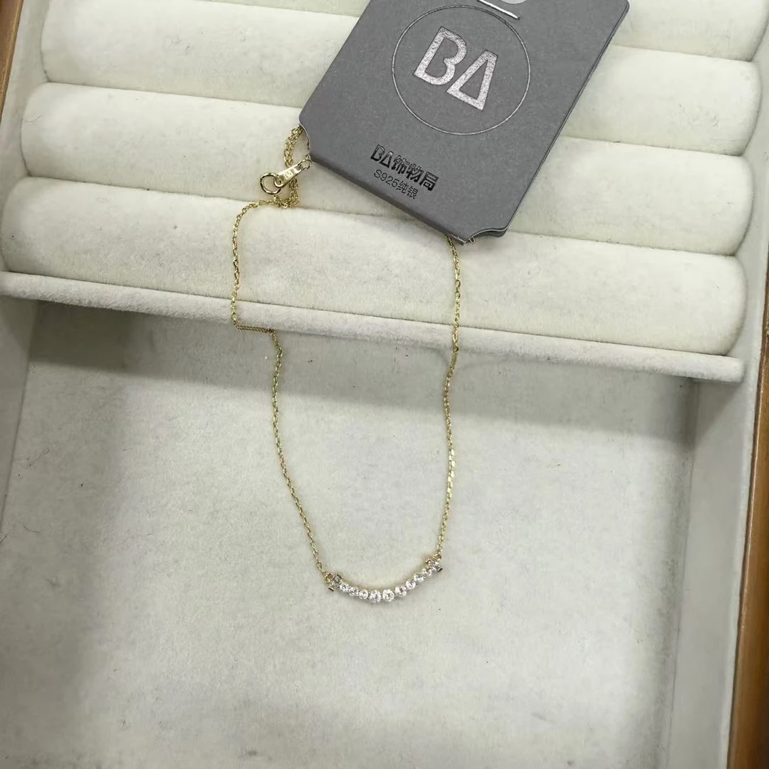 坠链均925银合成锆石 时尚潮流百搭吊坠项链 2811