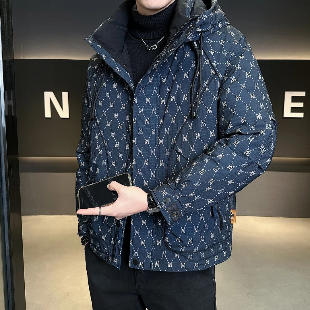 羽绒服男款爆款2025新款正品高品质冬季保暖连帽字母设计感外套