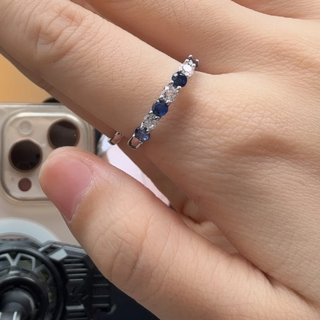 戒指银S925镶嵌蓝宝石