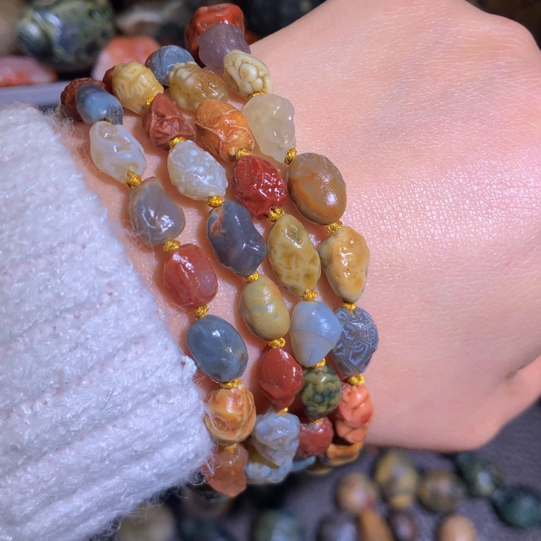 石材阿拉善筋脉石项链