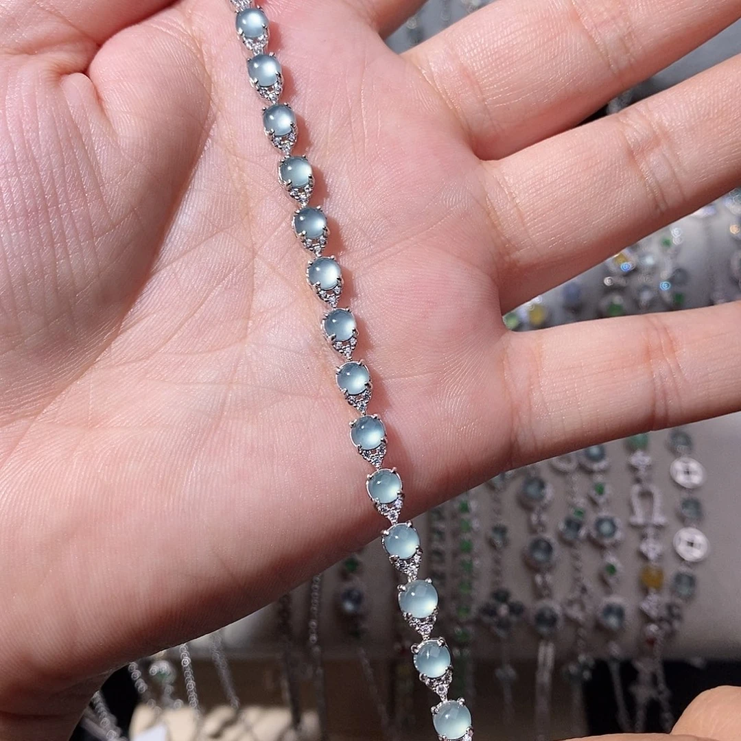 翡翠银S925镶嵌手链