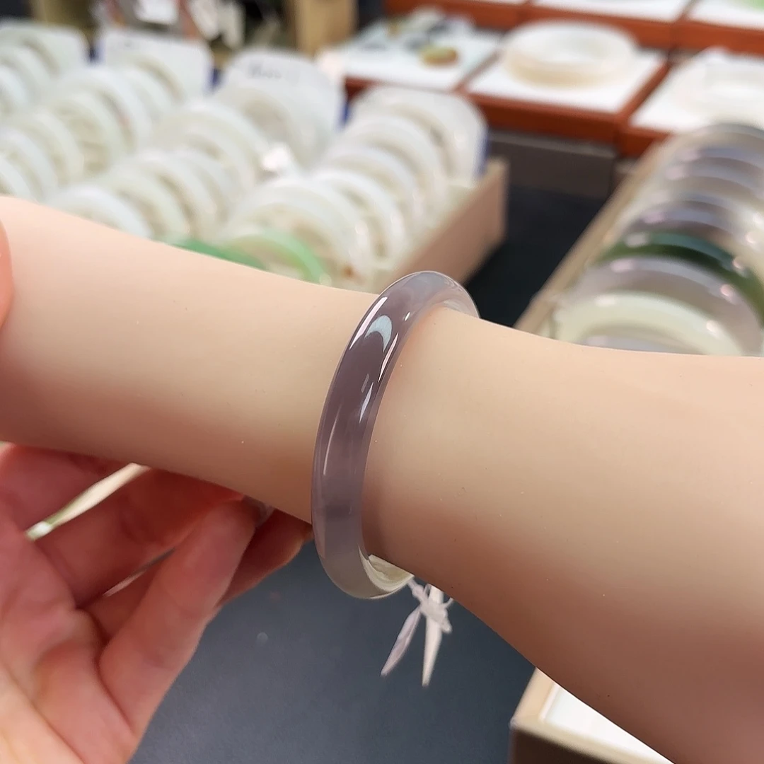 和田玉未镶嵌手镯【冰紫半山水】