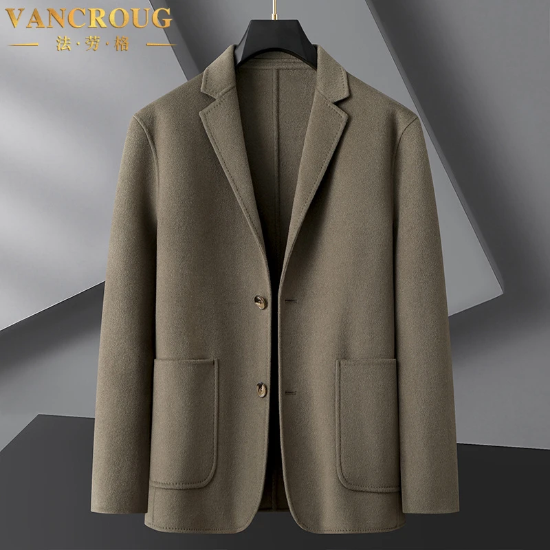 VANCROUG/法劳格西服男士秋冬商务休闲大码宽松双面呢子单西外套