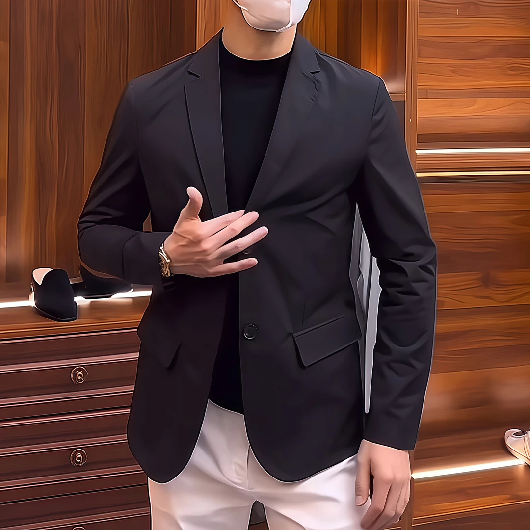 春秋男士韩版简约时尚西装商务休闲百搭潮流西服轻奢修身经典外套
