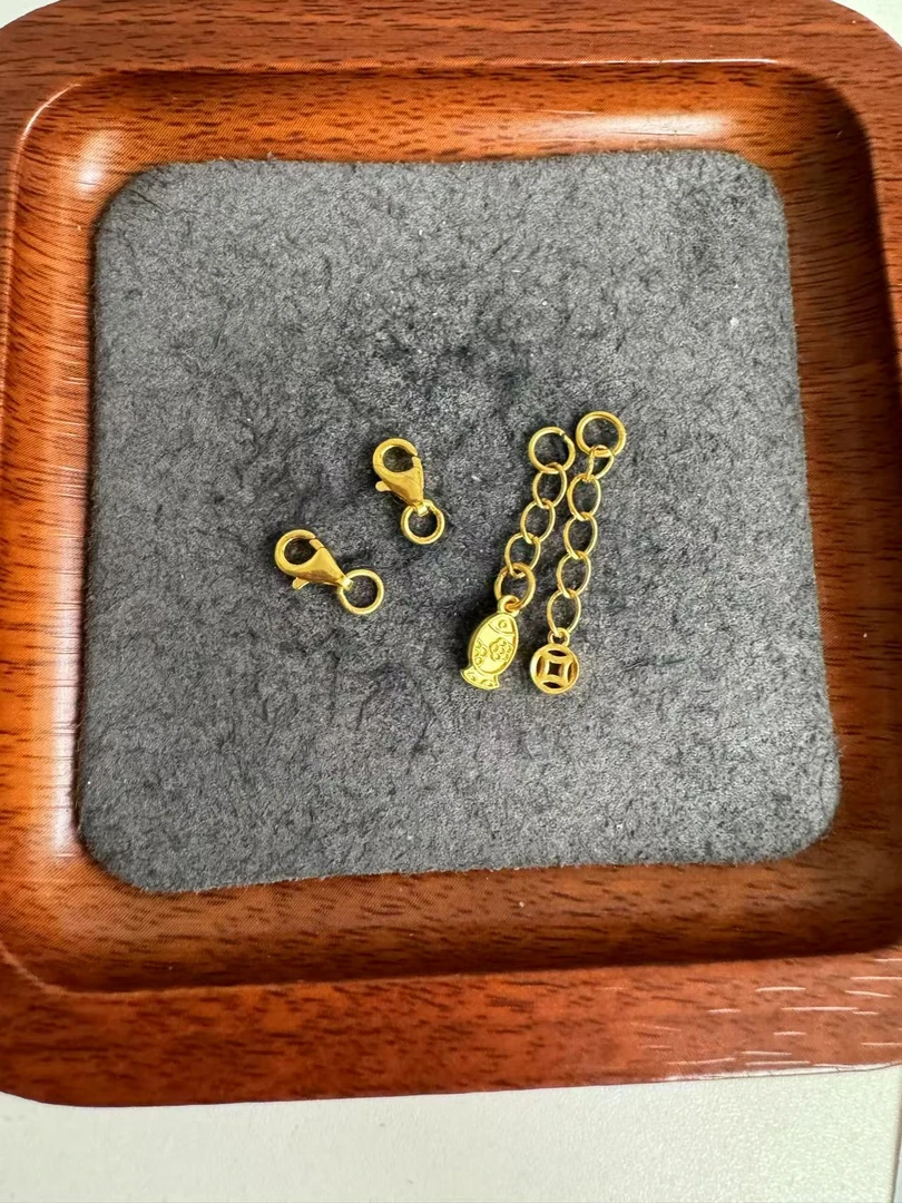 足金999 小鱼钱币尾链弹簧扣头