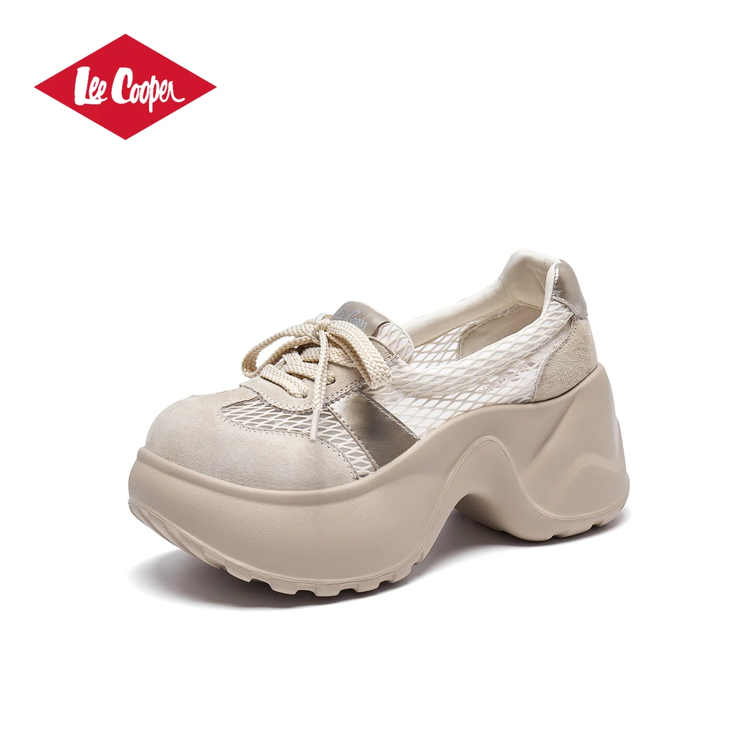 【增高7CM 】LEE COOPER厚底网纱休闲鞋女2025夏款浅口松糕鞋运动鞋