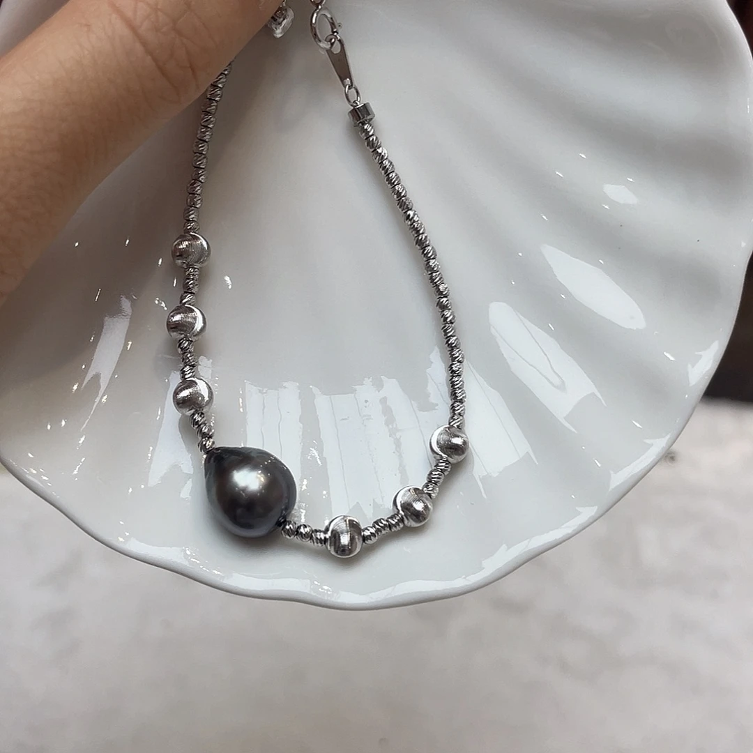 海水珍珠手链银S925镶嵌