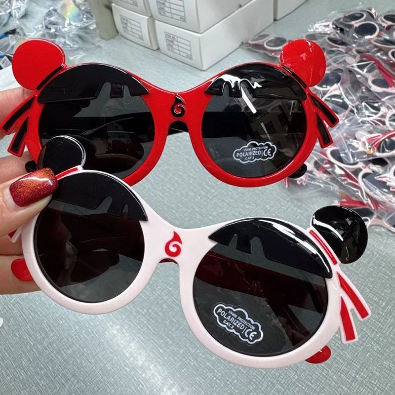 新款儿童硅胶太阳镜小孩时尚偏光潮流卡通哪吒眼镜男童遮阳眼镜女