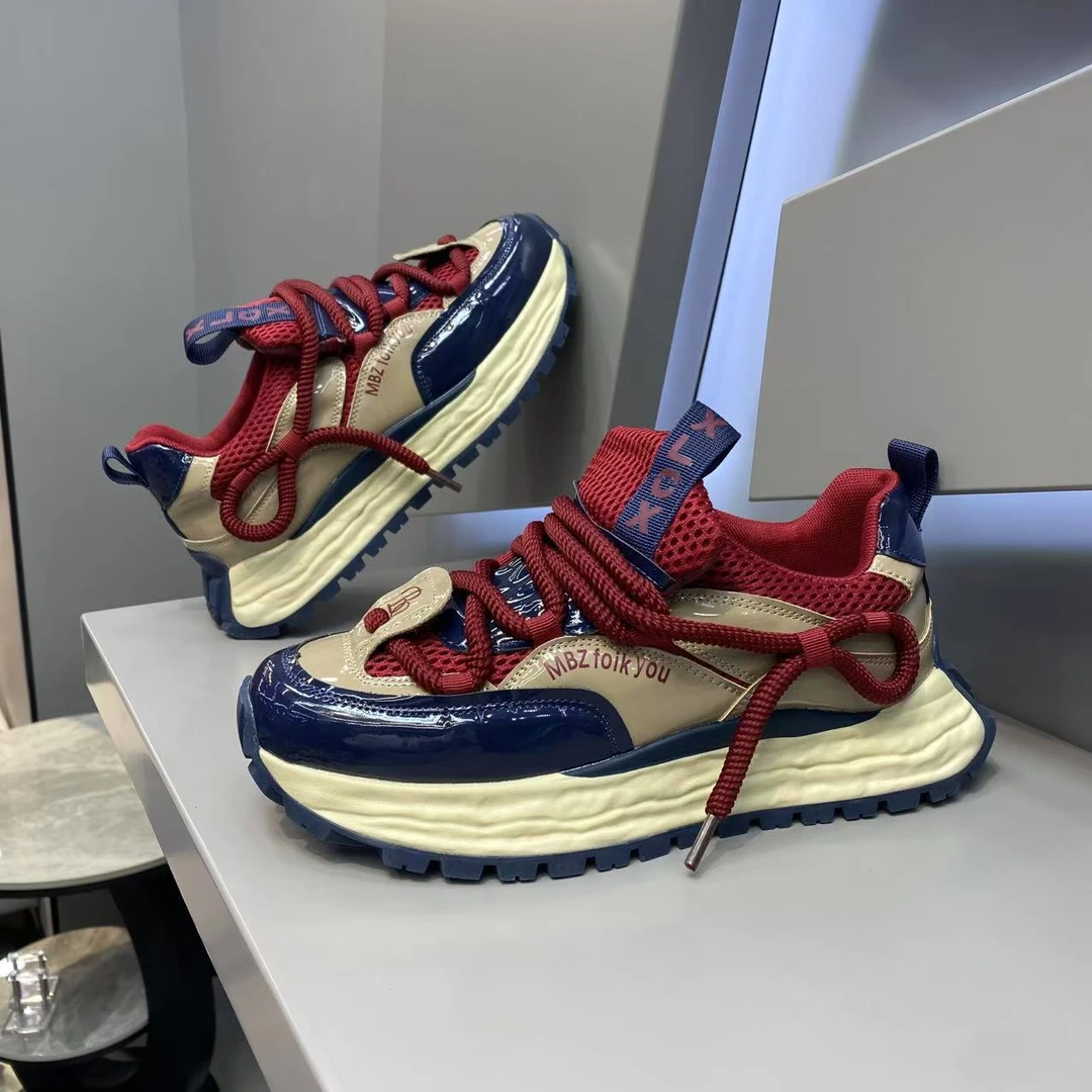 【皮鞋码】夏季新款皮网拼接厚底百搭潮流男士时尚休闲潮鞋舒适mbz