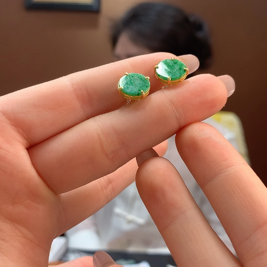 翡翠银S925镶嵌耳饰耳饰