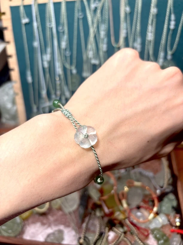 天然岫玉手绳款有钱花上品精雕设计款多样性发一个