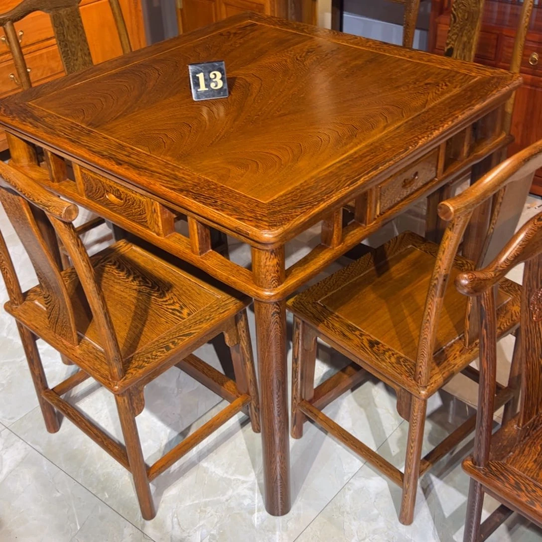 鸡翅木类成套家具90定制款五件套带玻璃