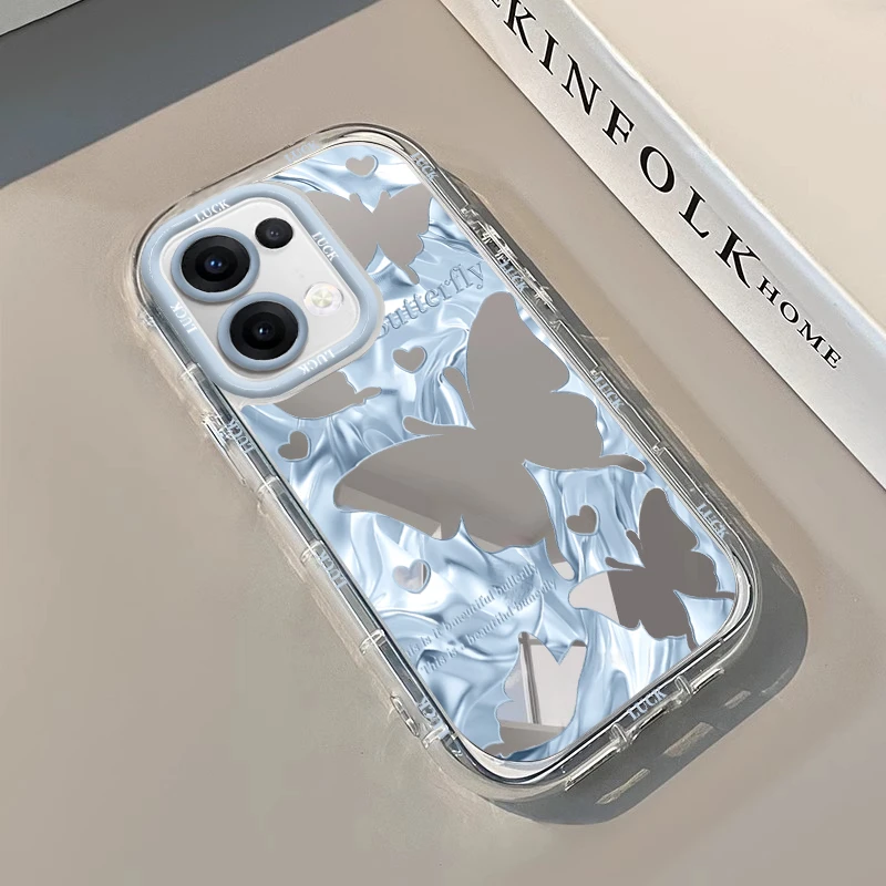 剪影蝴蝶适用oppoFindX8pro手机壳镜面奶油网红女款创意ins高级感