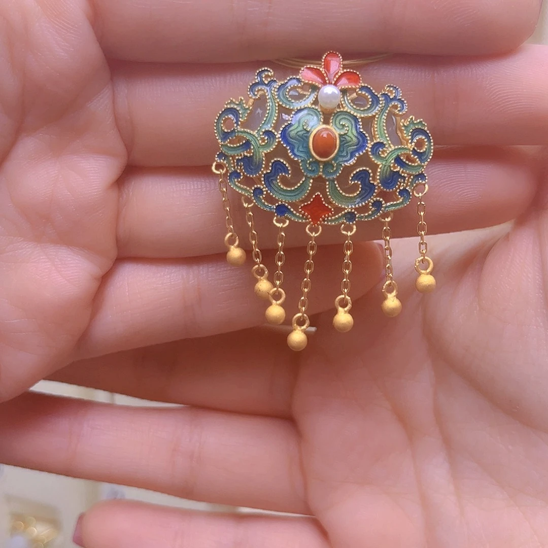 和田玉银S925镀金镶嵌颈饰