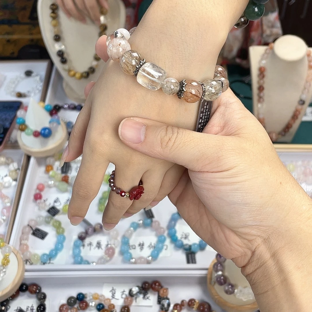 水晶手链银S925镀金镶嵌