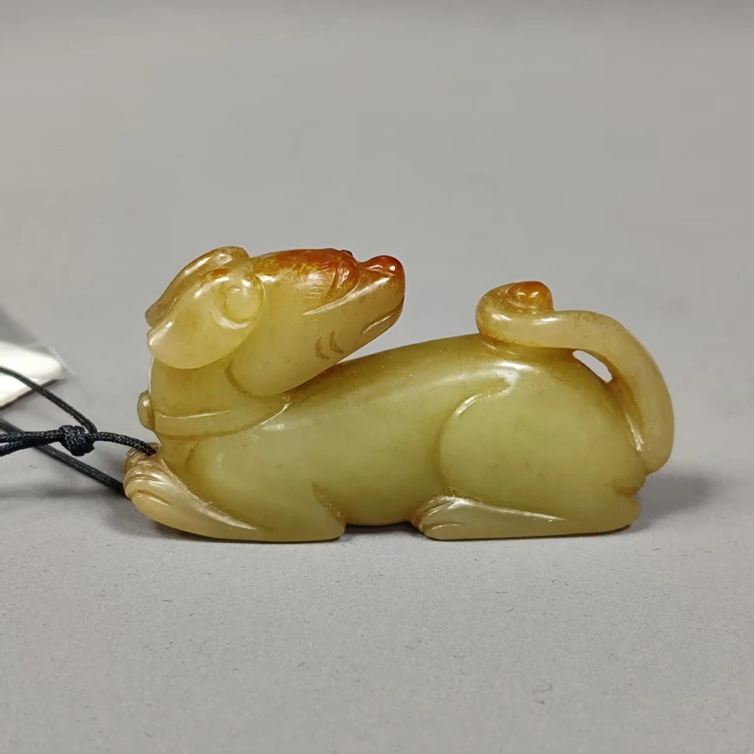 清代和田玉黄玉旺财