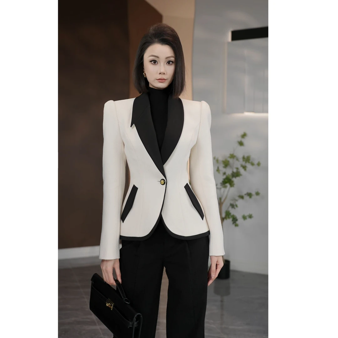 琦哥【乘风破浪】原创收腰短款女士小西装时尚职业通勤外套35454
