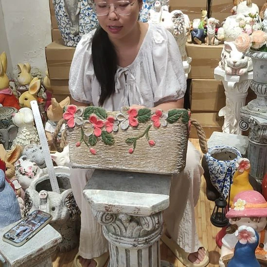 合成树脂氧化镁复古长方形花缸