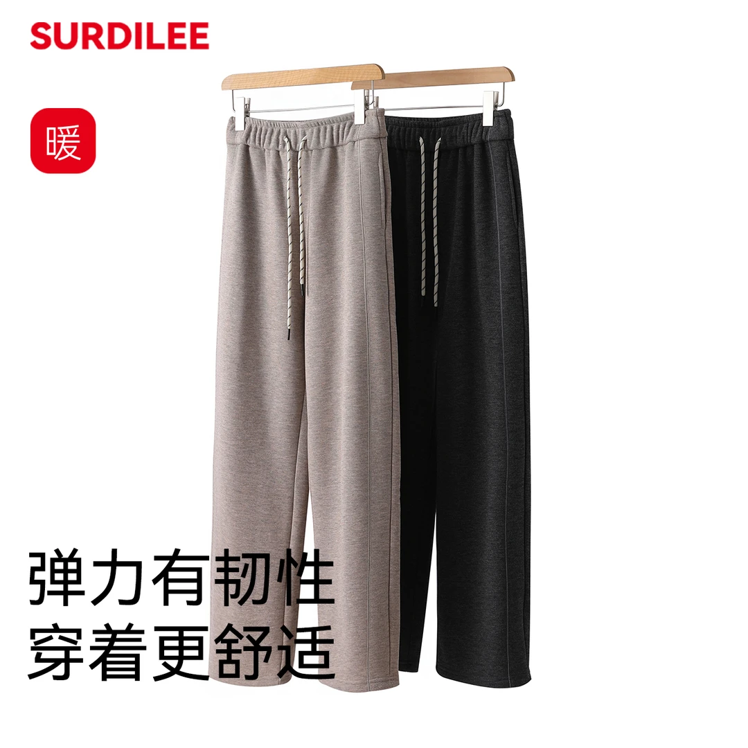 马吉LA-装饰线加绒加厚保暖休闲裤外穿C25K50