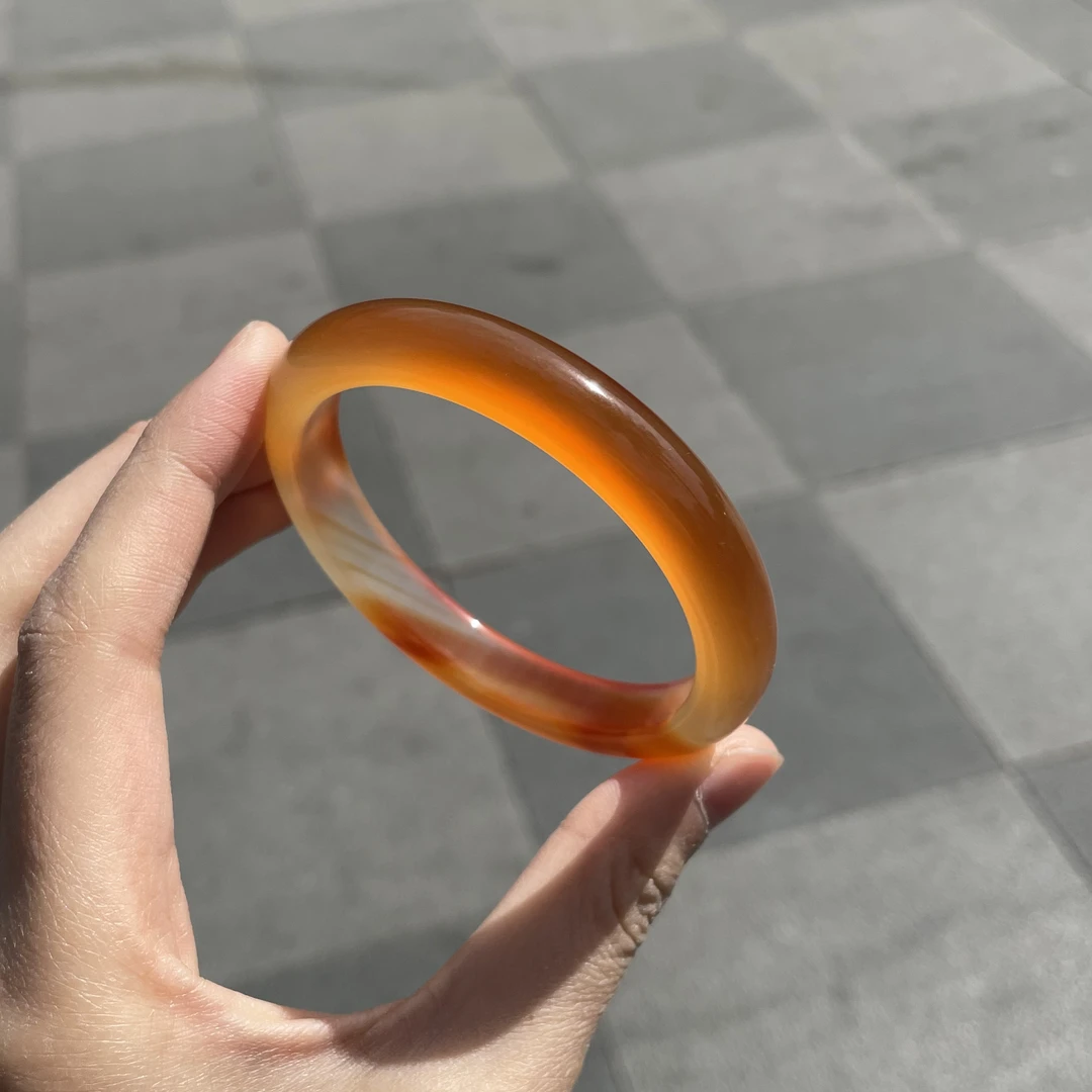 圈口58+正圈橘红色锦鲤飘糖飘纹-玛瑙