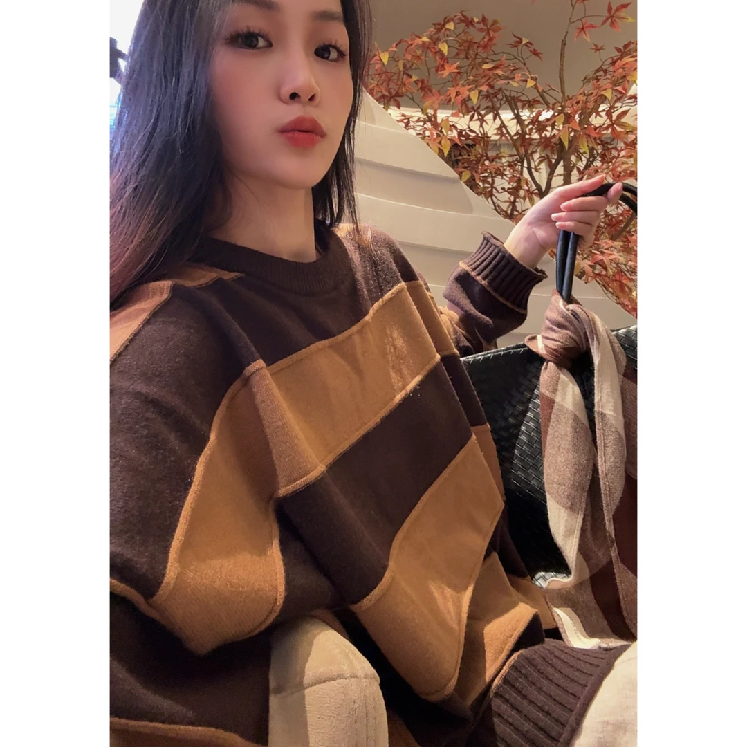 FFAN【条纹套头】冬季宽松慵懒老钱风毛衣