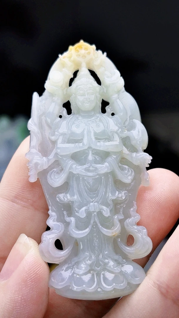 天然缅甸翡翠冰胶飘黄翡千手毛货买断需抛光尺寸71-33-9.2