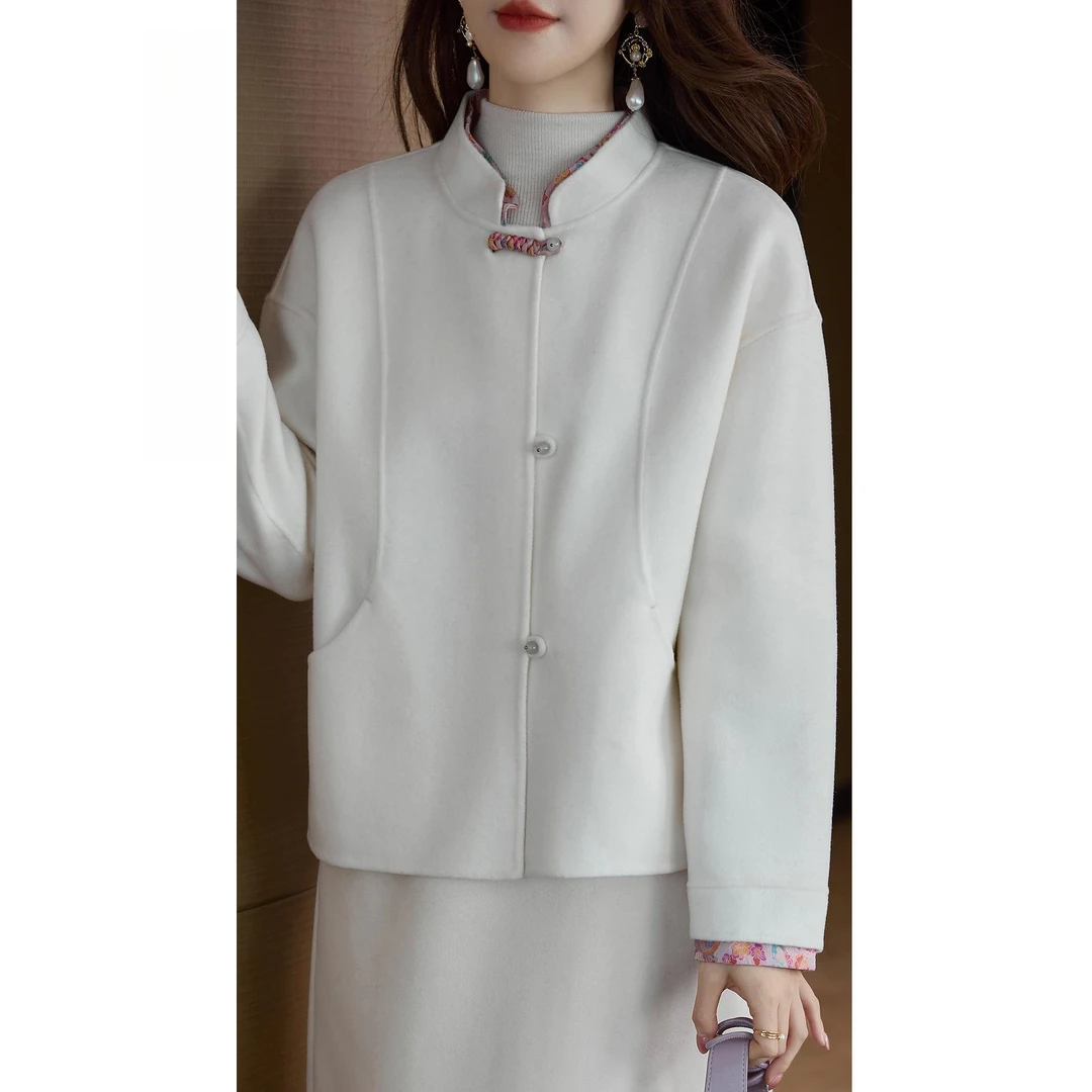 秋冬新款轻奢双面呢大衣女小个子显高显瘦羊毛呢外套简约洋气百搭